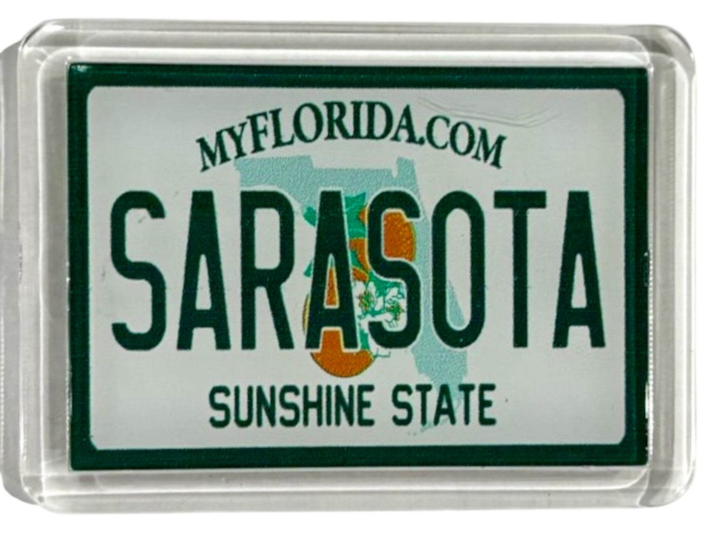 Sarasota Florida License Plate Acrylic Small Fridge Collector's Souvenir Magnet 2.35" X 1.75"