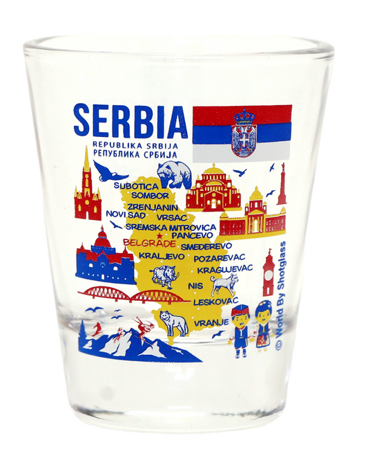 Serbia Landmarks and Icons Collage Shot Glass