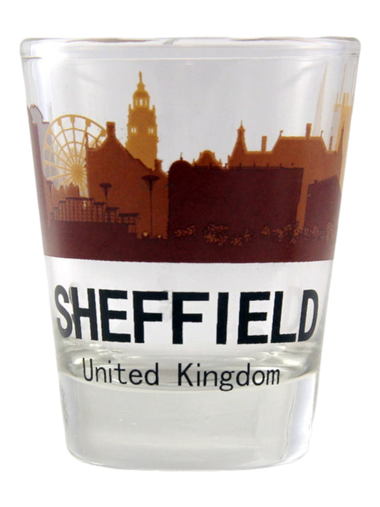 Sheffield United Kingdom Sunset Skyline shot glass