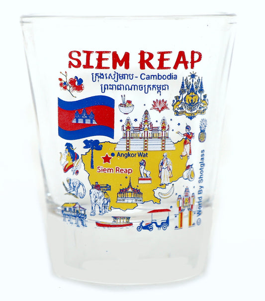 Siem Reap Angkor Wat Cambodia Landmarks and Icons Collage Shot Glass