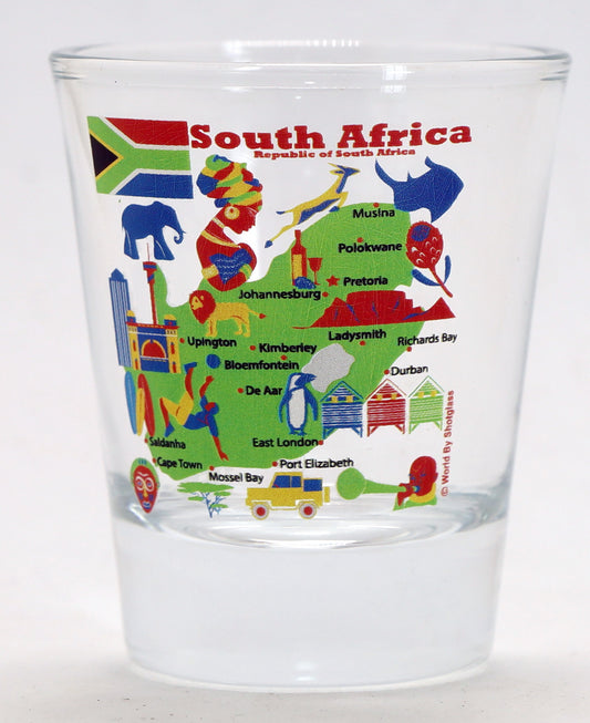 South Africa (RSA) Landmarks and Icons Collage Shot Glass