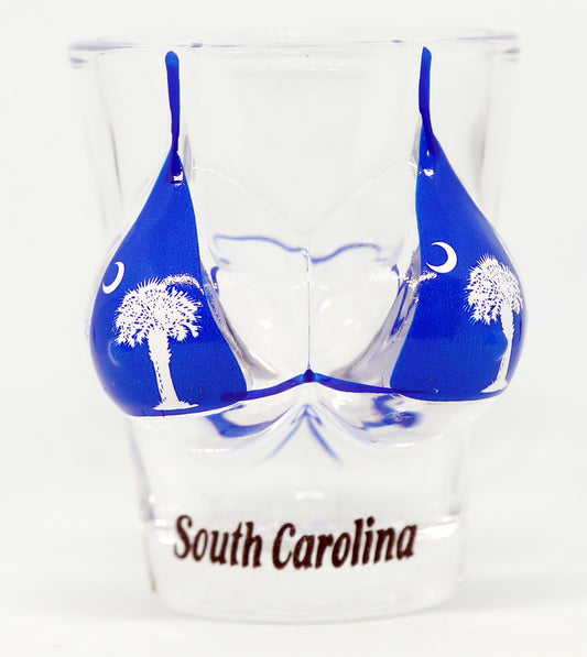 South Carolina Flag Bikini Bust 3D Shot Glass