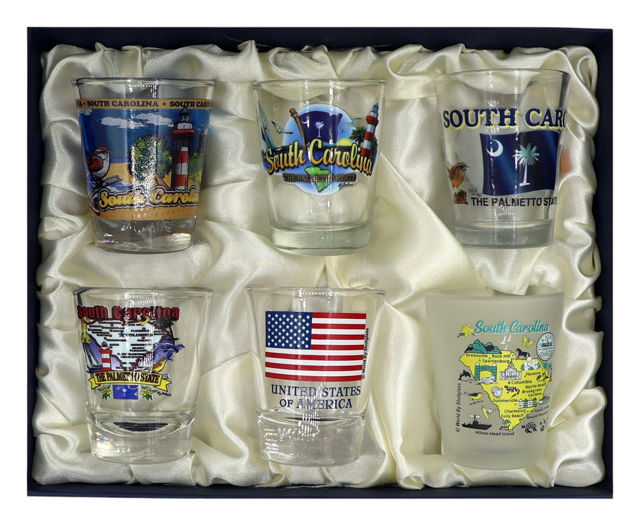South Carolina United States USA Souvenir Boxed Shot Glass Set (Set of 6)