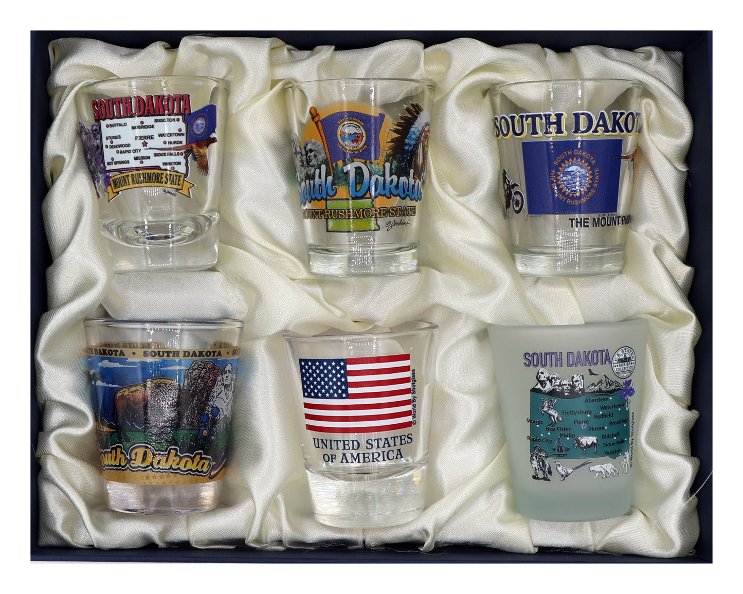 South Dakota United States USA Souvenir Boxed Shot Glass Set (Set of 6)
