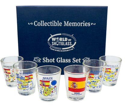 Spain Souvenir Boxed Shot Glass Set (Set of 6)