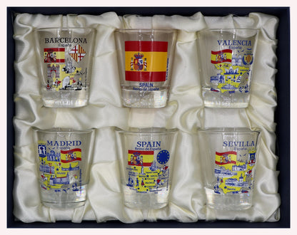 Spain Souvenir Boxed Shot Glass Set (Set of 6)