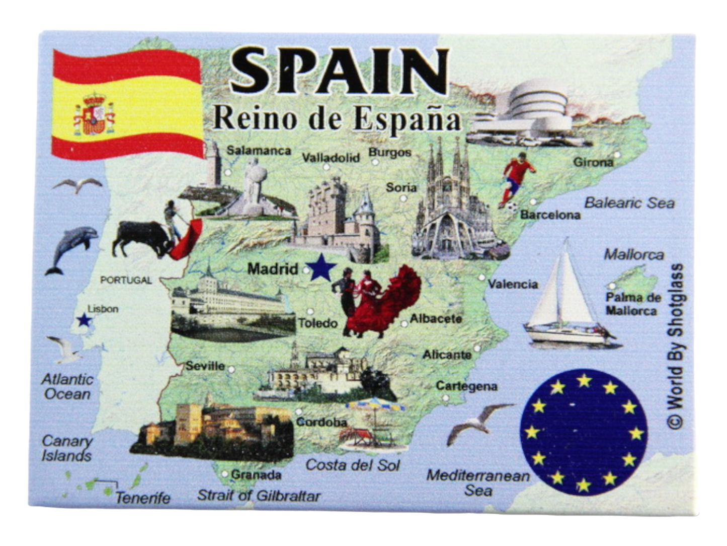 Spain EU Series Souvenir Fridge Magnet 2.5 inches X 3.5 inches
