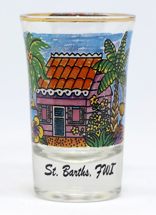 St. Barth's Beach House w/Gold Rim Shot Glass