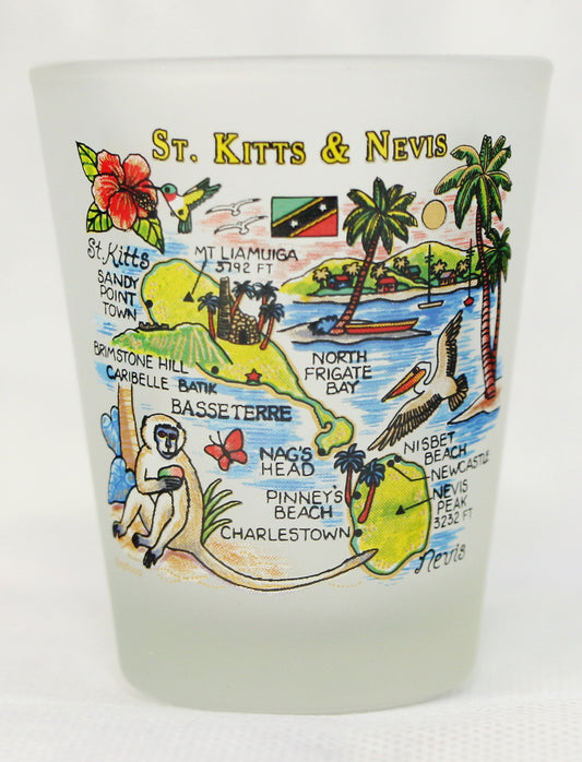 St. Kitts and Nevis Map Shot Glass
