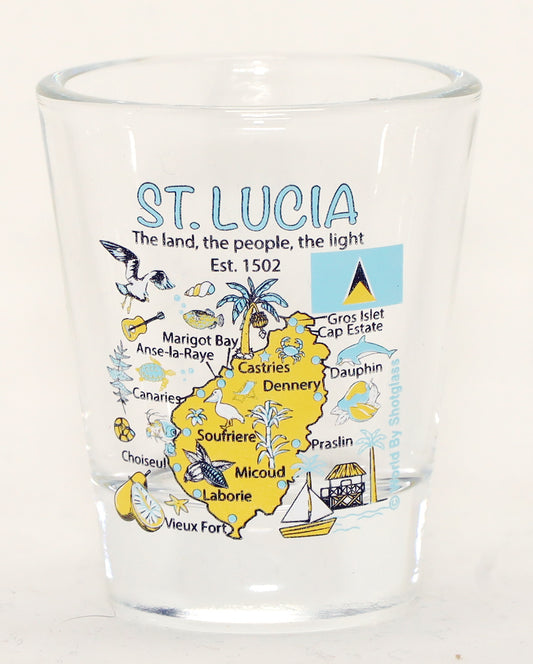 St. Lucia Landmarks and Icons Collage Shot Glass