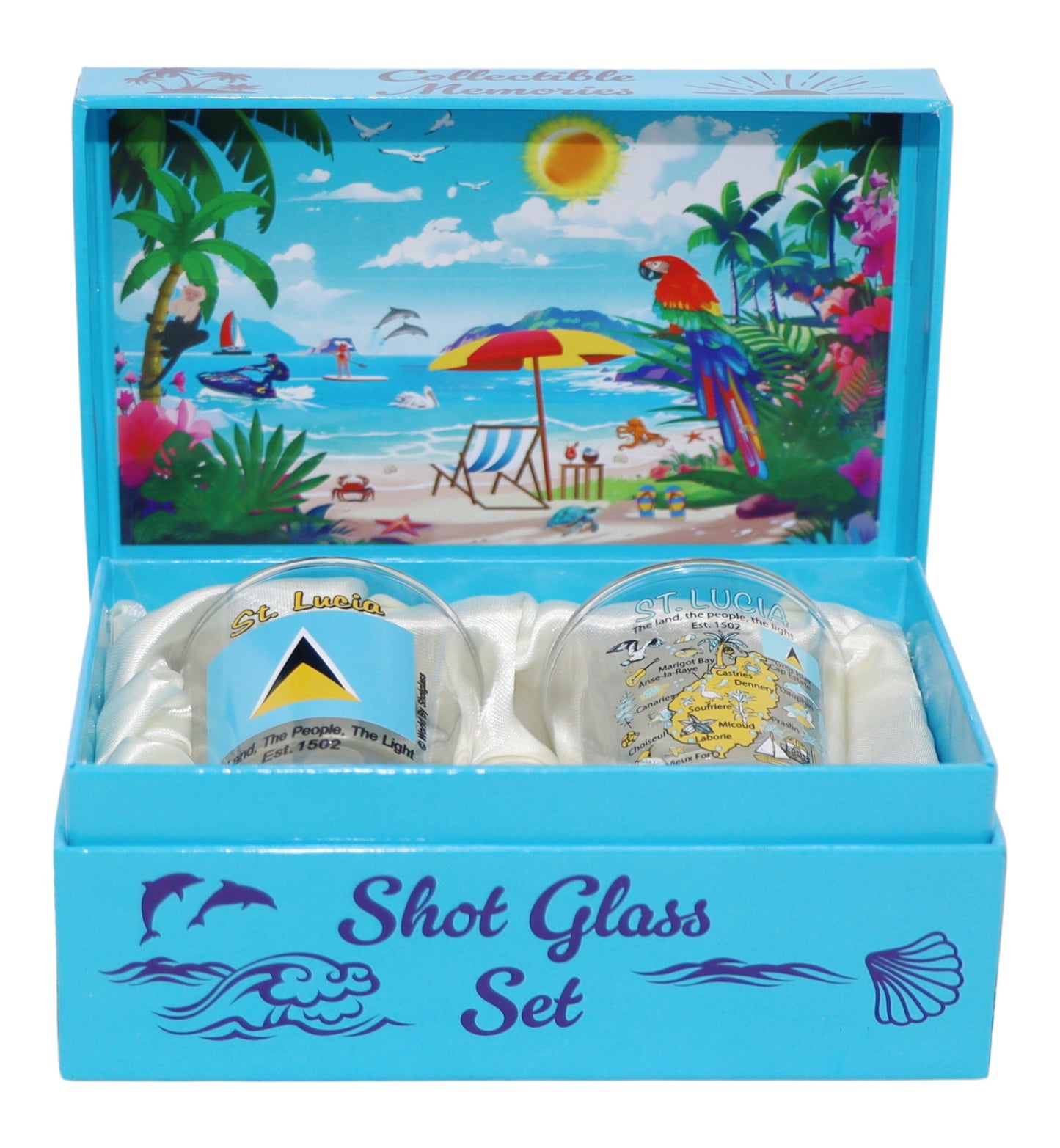 St. Lucia Caribbean Shot Glass Boxed Set (Set of 2)