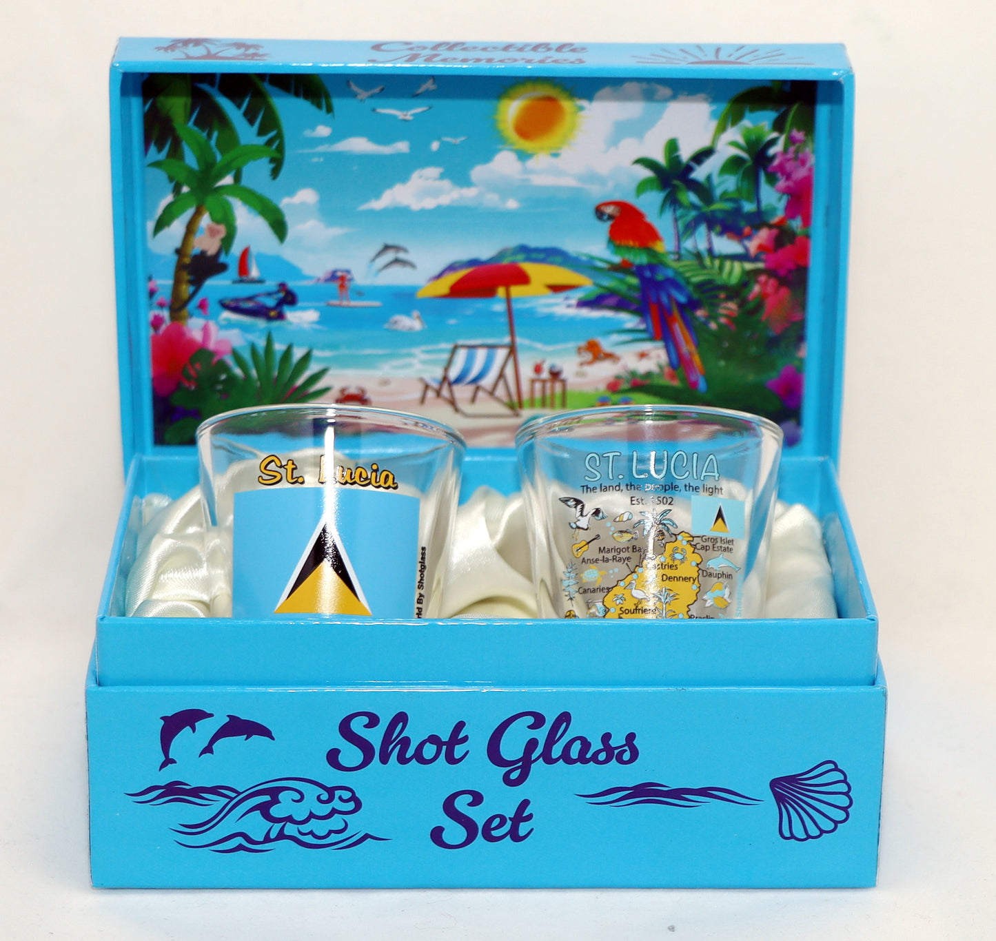 St. Lucia Caribbean Shot Glass Boxed Set (Set of 2)