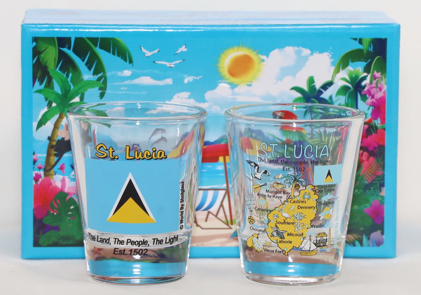 St. Lucia Caribbean Shot Glass Boxed Set (Set of 2)