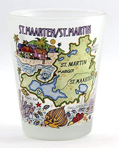 St. Martin Map Frosted Shot Glass