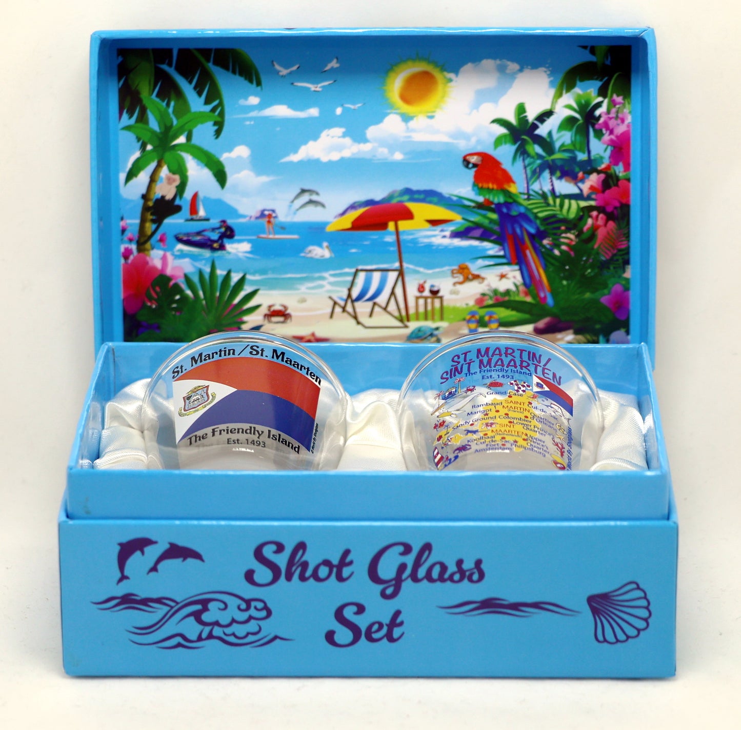 St. Martin Caribbean Shot Glass Boxed Set (Set of 2)