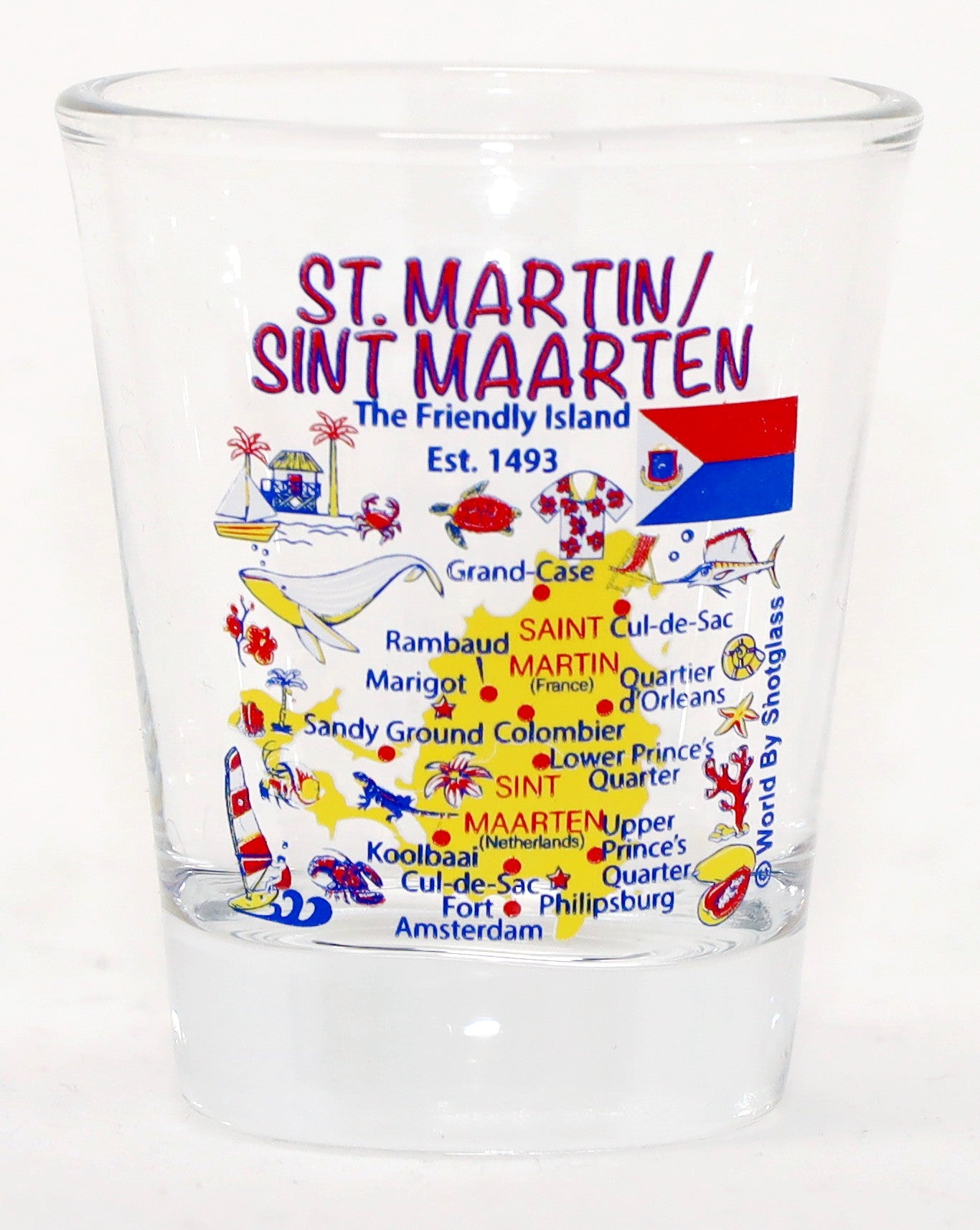 St. Martin Caribbean Shot Glass Boxed Set (Set of 2)