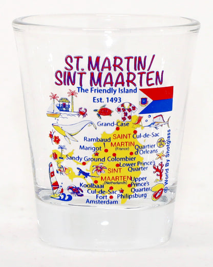St. Martin Caribbean Shot Glass Boxed Set (Set of 2)