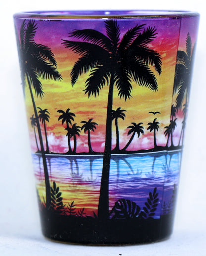 St. Thomas US Virgin Islands Palm Sunset In And Out Shot Glass
