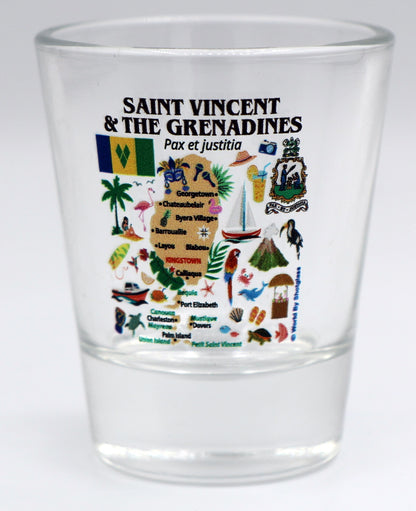 St. Vincent & The Grenadines Caribbean Boxed Shot Glass Set (Set of 2)