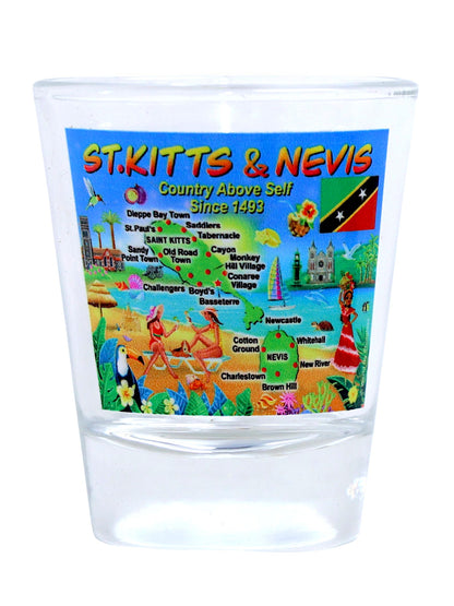 St. Kitts & Nevis Caribbean Boxed Shot Glass Set (Set of 2)