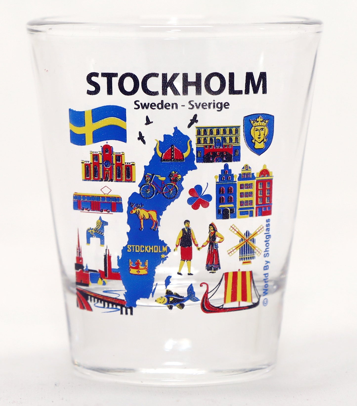 Stockholm Sweden Landmarks and Icons Collage Shot Glass