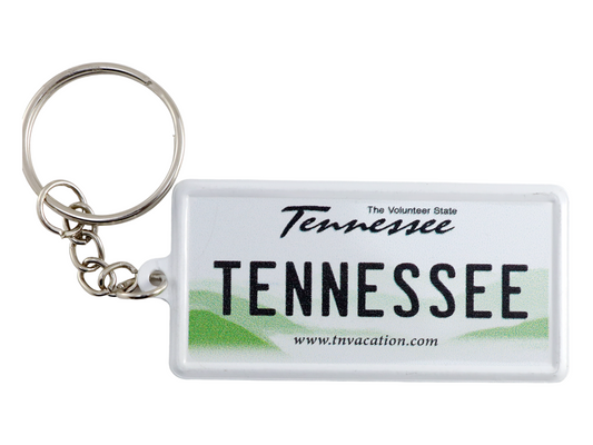 Tennessee License Plate Aluminum Ultra-Slim Rectangular Souvenir Keychain 2.5" X 1.25"x 0.06"