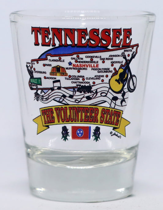 Tennessee State Elements Map Shot Glass