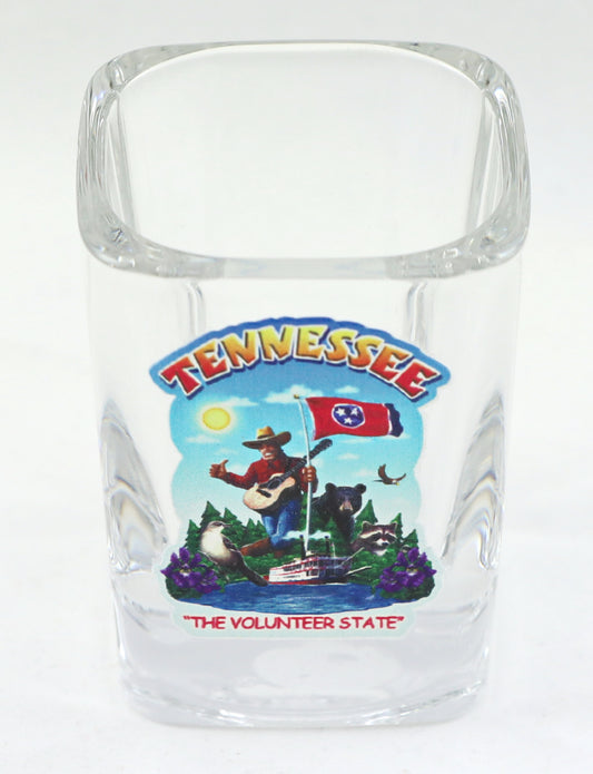 Tennessee State Montage Square Shot Glass