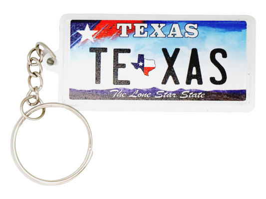 Texas License Plate Aluminum Ultra-Slim Rectangular Souvenir Keychain 2.5" X 1.25"x 0.06"