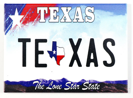 Texas License Plate Fridge Collector's Souvenir Magnet 2.5" X 3.5"