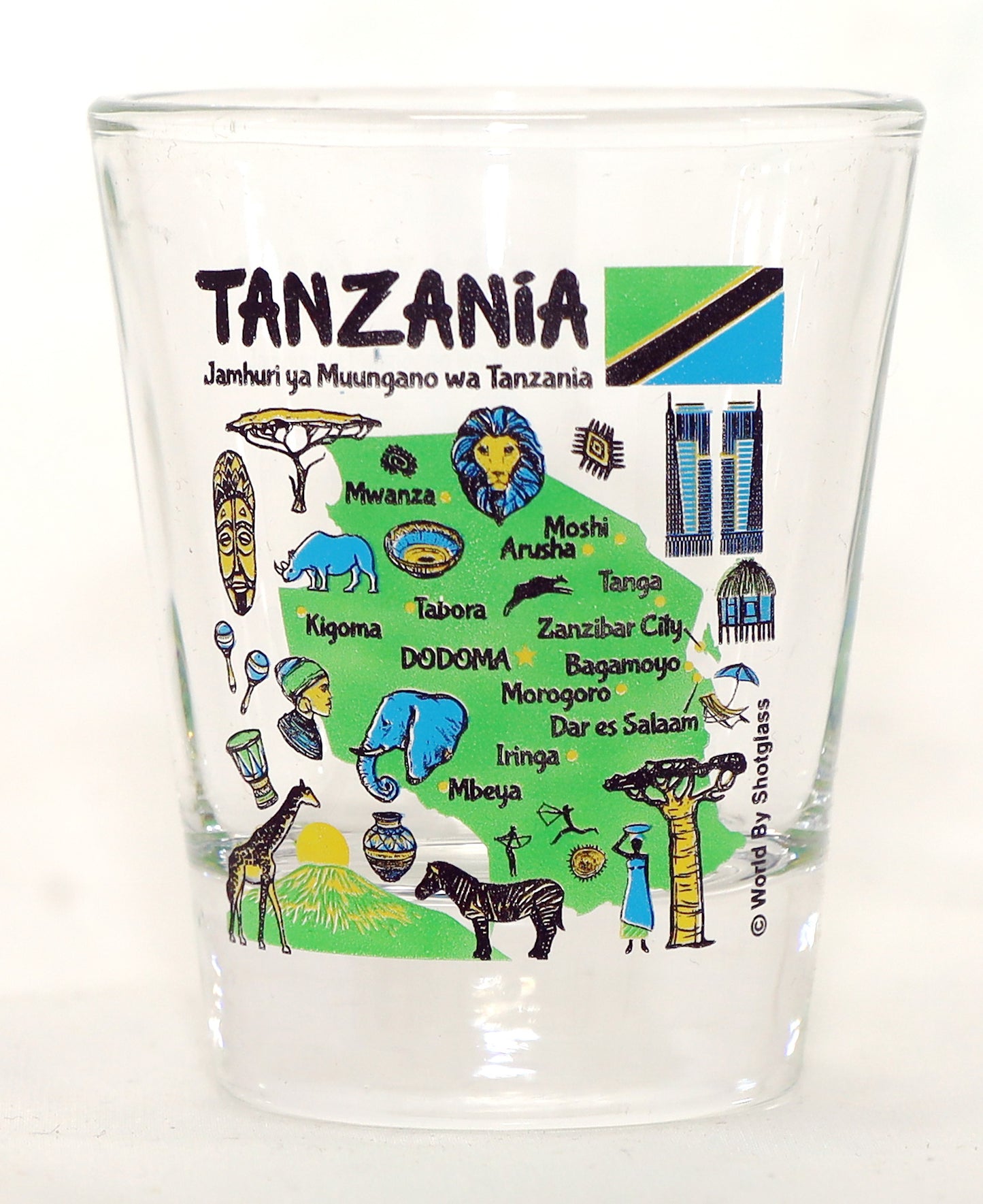 Tanzania Landmarks and Icons Collage Shot Glass