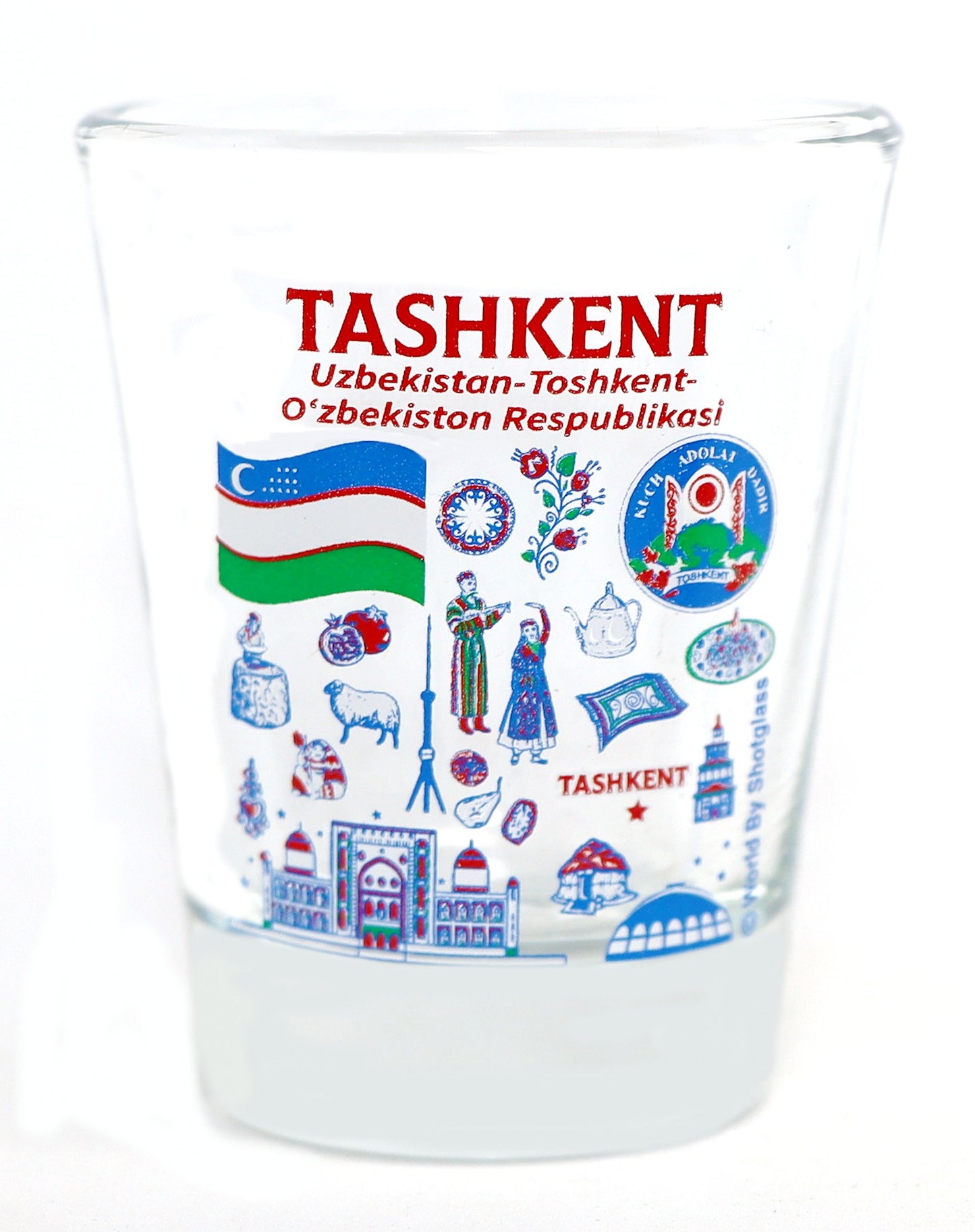 Tashkent Uzbekistan Landmarks and Icons Collage Shot Glass