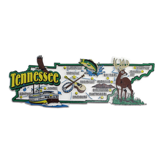 Tennessee State Map and Landmarks Collage Fridge Souvenir Collectible Magnet