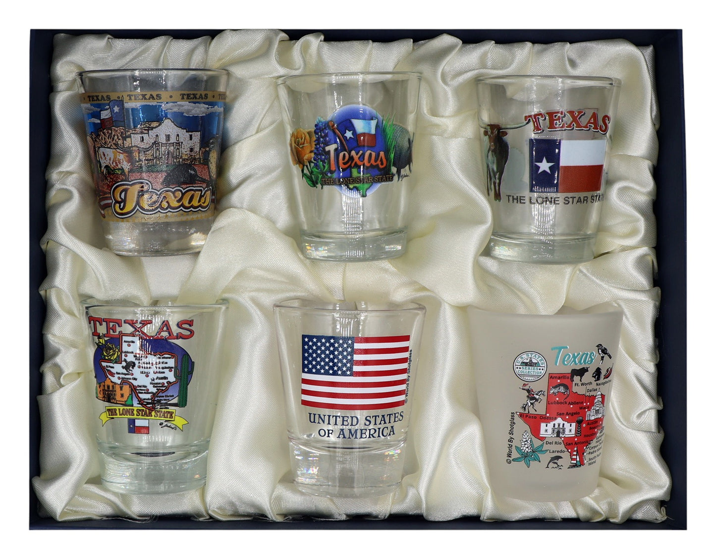 Texas United States USA Souvenir Boxed Shot Glass Set (Set of 6)