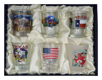 Texas United States USA Souvenir Boxed Shot Glass Set (Set of 6)