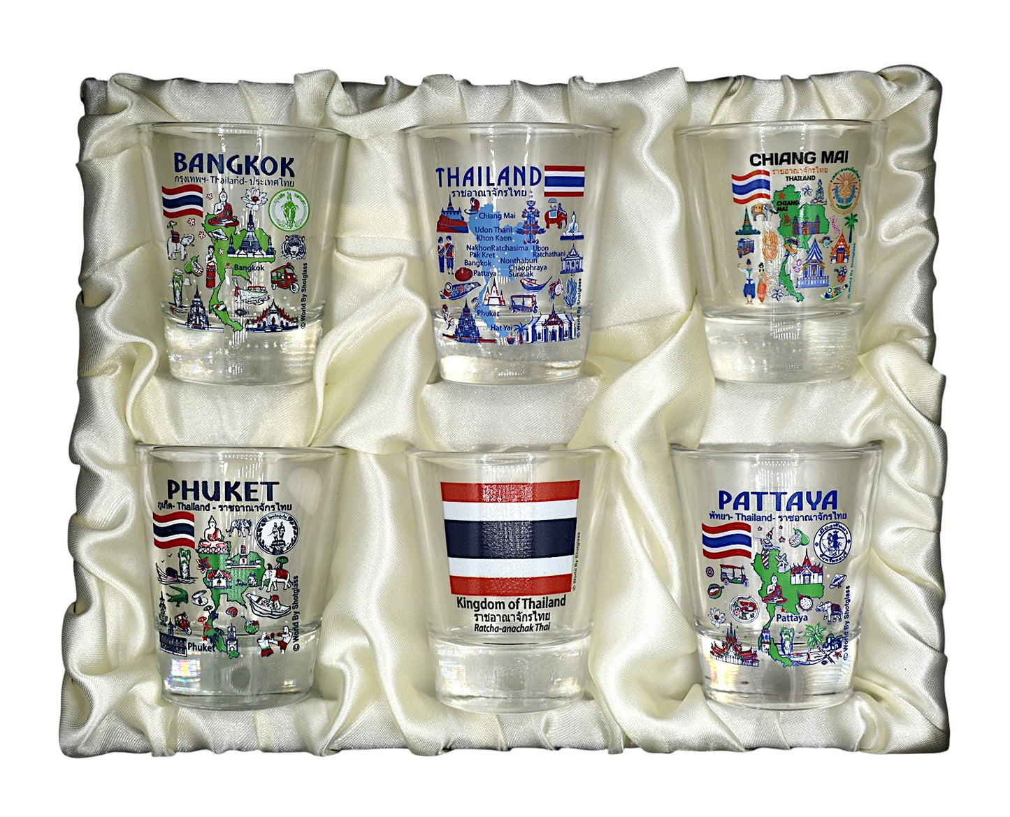 Thailand Souvenir Boxed Shot Glass Set (Set of 6)