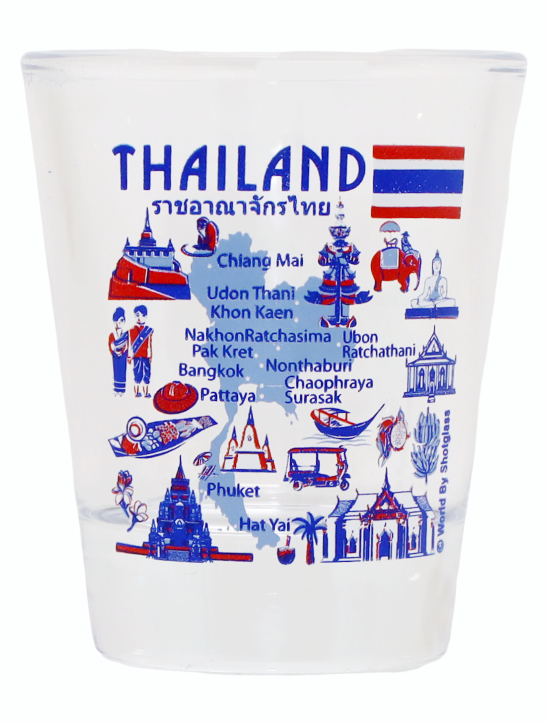 Thailand Landmarks And Icons Collage Shot Glass
