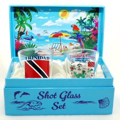 Trinidad and Tobago Beach Chairs Boxed Shot Glass Set (Set of 2)