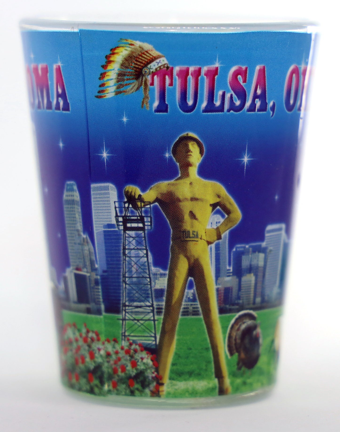 Tulsa Oklahoma Blue Collage Shot Glass