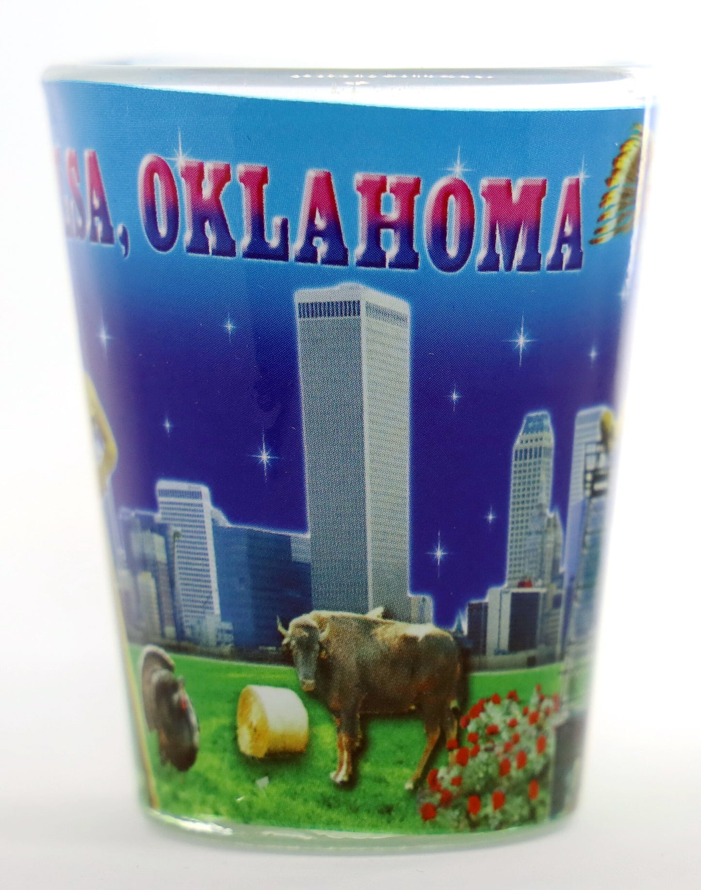 Tulsa Oklahoma Blue Collage Shot Glass