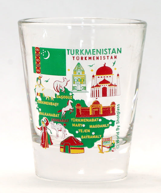 Turkmenistan Landmarks and Icons Collage Shot Glass