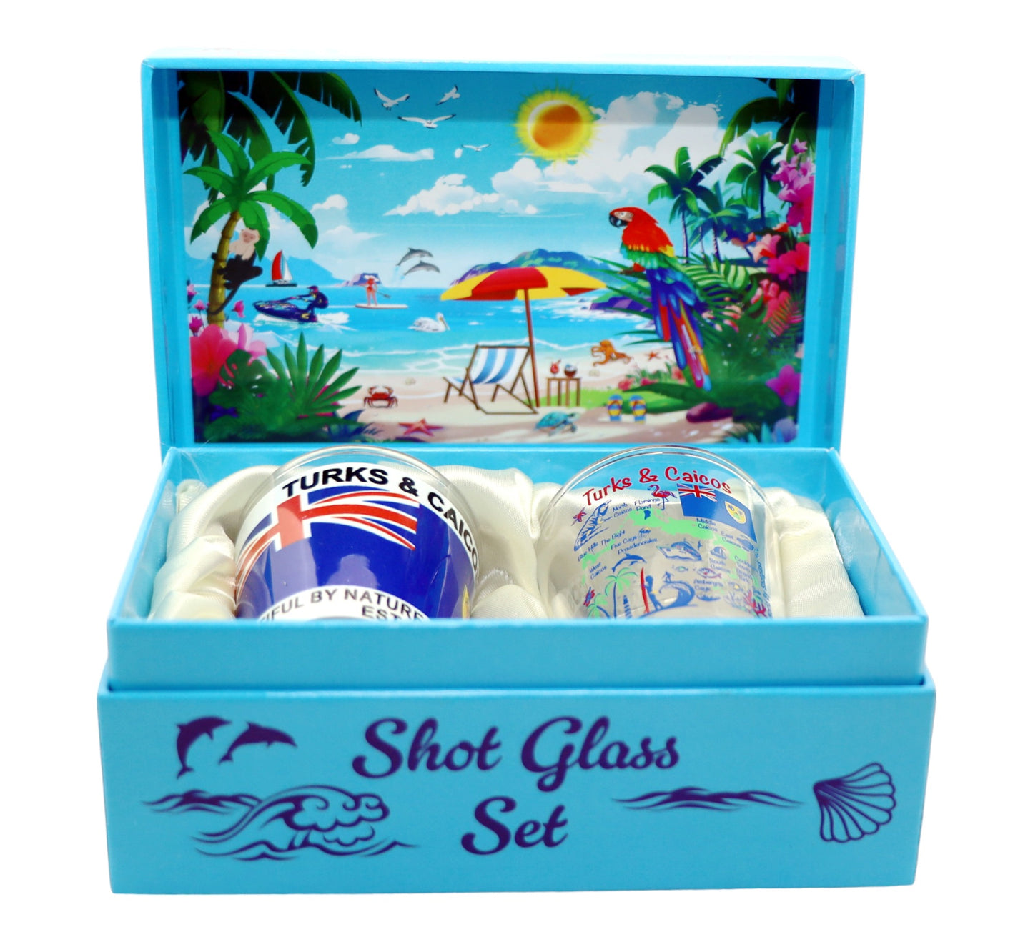 Turks & Caicos Caribbean Boxed Shot Glass Set (Set of 2)