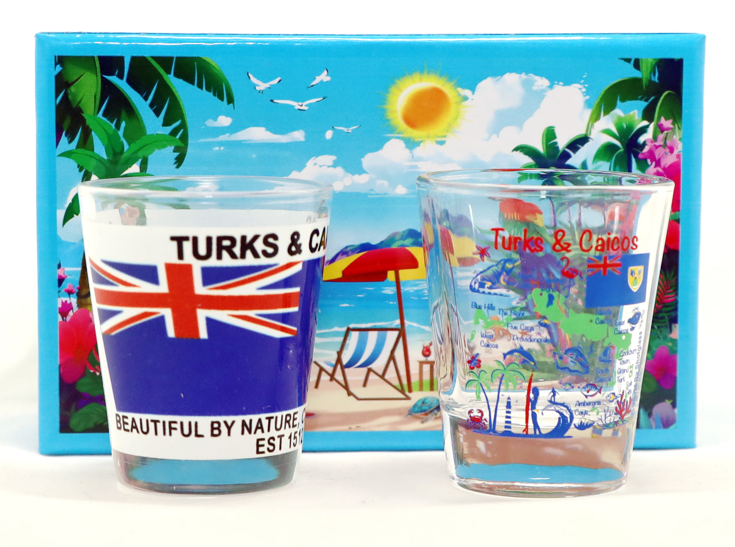 Turks & Caicos Caribbean Boxed Shot Glass Set (Set of 2)