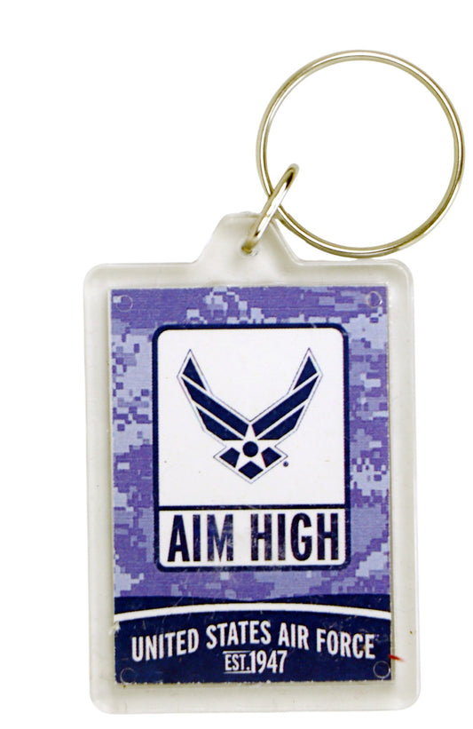 US Air Force Camo Lucite Acrylic Souvenir Collectible Keychain 2.25" x 1.5"