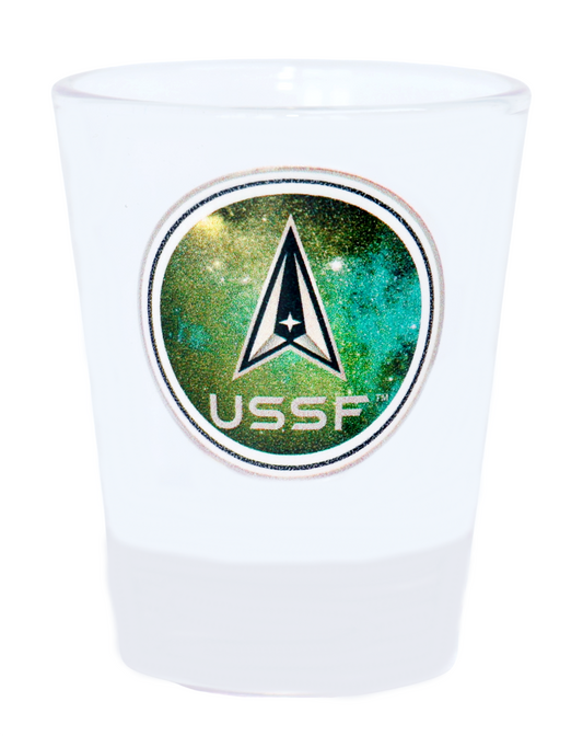 US Air Force Space Force Logo Circle Shot Glass