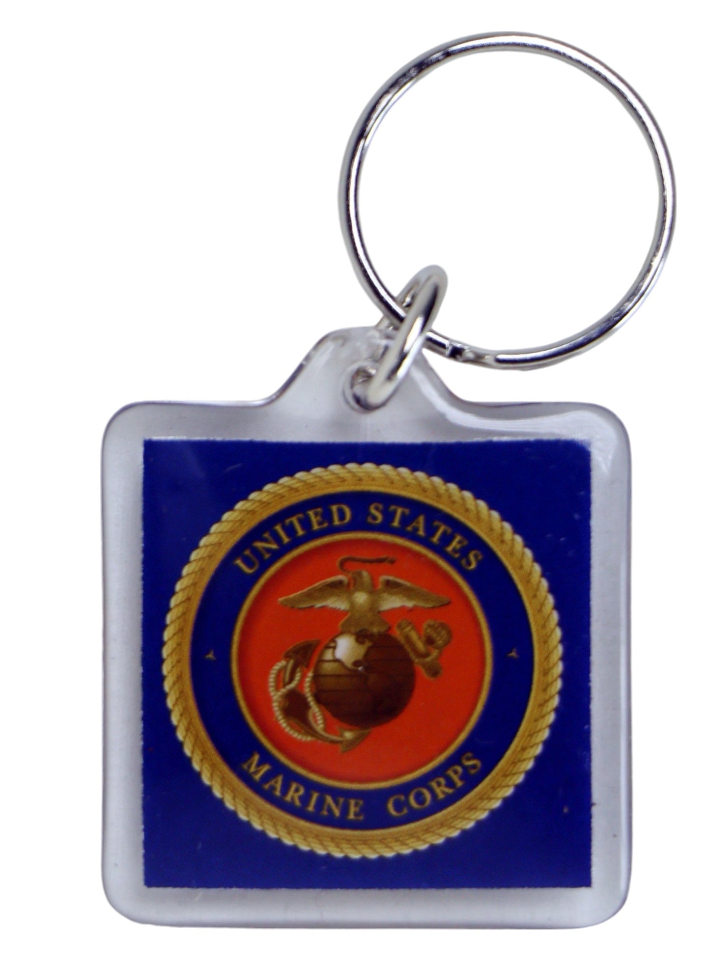 US Marine Corps Logo Lucite Acrylic Square Souvenir Collectible Keychain 1.5" x 1.5"