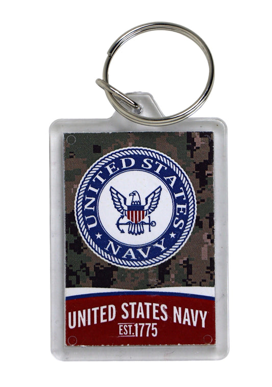 US Navy Camo Lucite Acrylic Souvenir Collectible Keychain 2.25" x 1.5"