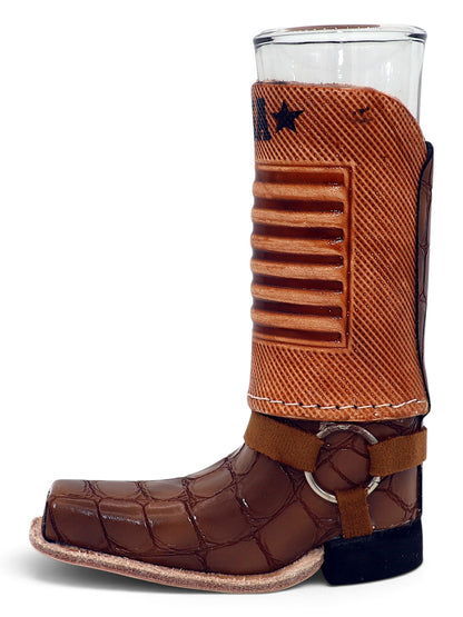 USA Flag Leather Boot Shooter Shot Glass 5.5" x 4" x 2"