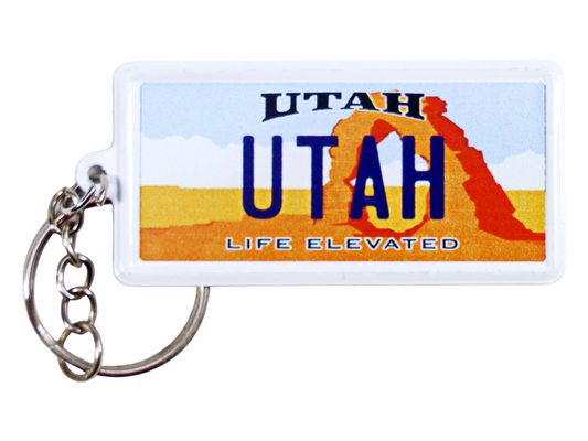 Utah License Plate Aluminum Ultra-Slim Rectangular Souvenir Keychain 2.5" X 1.25"x 0.06"