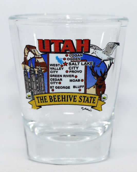 Utah State Elements Map Shot Glass